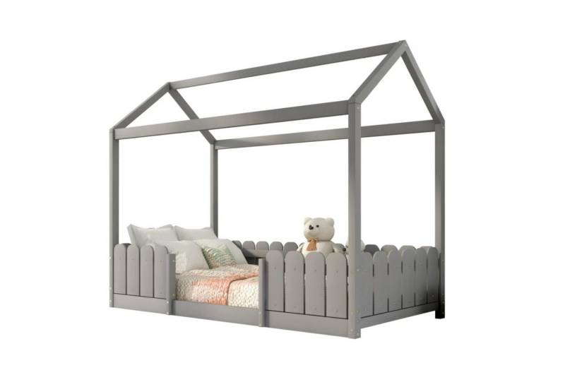 HAUSS SPOLE Kinderbett Kinderbett Holzhaus Bett Bodenbett Bettgestell Einzelbett (90x200 cm ohne Matratze aus Kiefer Holz) von HAUSS SPOLE