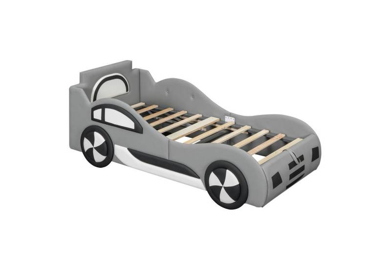 HAUSS SPOLE Kinderbett Polsterbett KInderbett Auto-Modellbett Einzelbett Flachbetten (90x200cm, mit Unterbettstauraum), ohne Matratze von HAUSS SPOLE