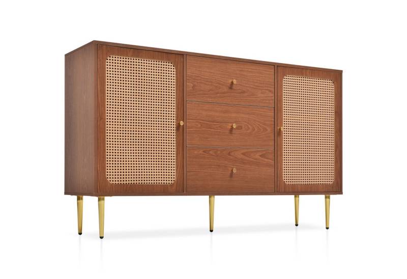 HAUSS SPLOE Kommode Kommode Schubladenkommode Sideboard Highboard (Schubladenkommode mit 2 Türen und 3 Schubladen aus Holz Massivholz), Verstellbare Ablage von HAUSS SPLOE