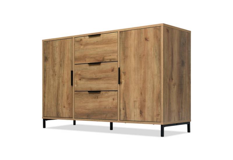 HAUSS SPLOE Kommode Schubladenkommode, Sideboard Highboard Kommode, Sideboard Schrank mit 3 Schubladen und 2 Türen von HAUSS SPOLE