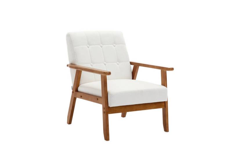 HAUSS SPLOE Loungesessel Polsterstuhl Freizeitstuhl mit Massivholz-Armlehnen und -Füßen (für Wohnzimmer Schlafzimmer Studio-Stuhl, Mid-Century Modern Akzentstuhl) von HAUSS SPLOE