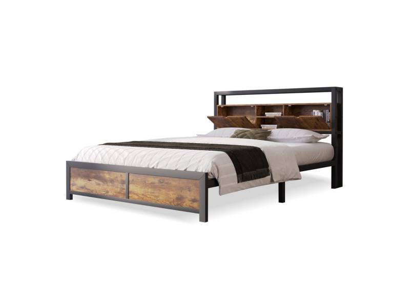 HAUSS SPOLE Metallbett Doppelbett Jugendbetten Kinderbett Bettgestell Bettrahmen, Schwarz Industrielles Bett von HAUSS SPOLE