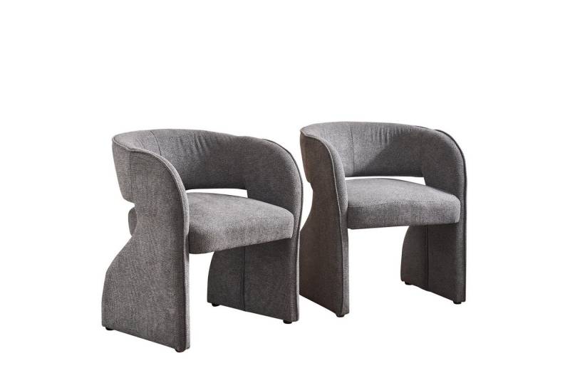 HAUSS SPOLE Ohrensessel 2er Polsterstuhl Sofasessel, 59x61x75cm für Wohnzimmer, Esszimmer Grau (Einzelsitz, Einzelsofa, Sofasessel,Wannenstuhl, 2-St., 59x61x75 cm), ergonomische Form von HAUSS SPOLE