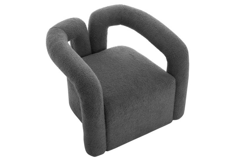 HAUSS SPLOE Ohrensessel mit Teddy gepolstertes Einzelsofa für Wohnzimmer, Schlafzimmer Grau (Wohnzimmersessel, Relaxsessel, Lehnstuhl, Fernsehsessel, 1-St., 60*75*57cm), Aushöhlungs- und Armlehnendesign von HAUSS SPLOE