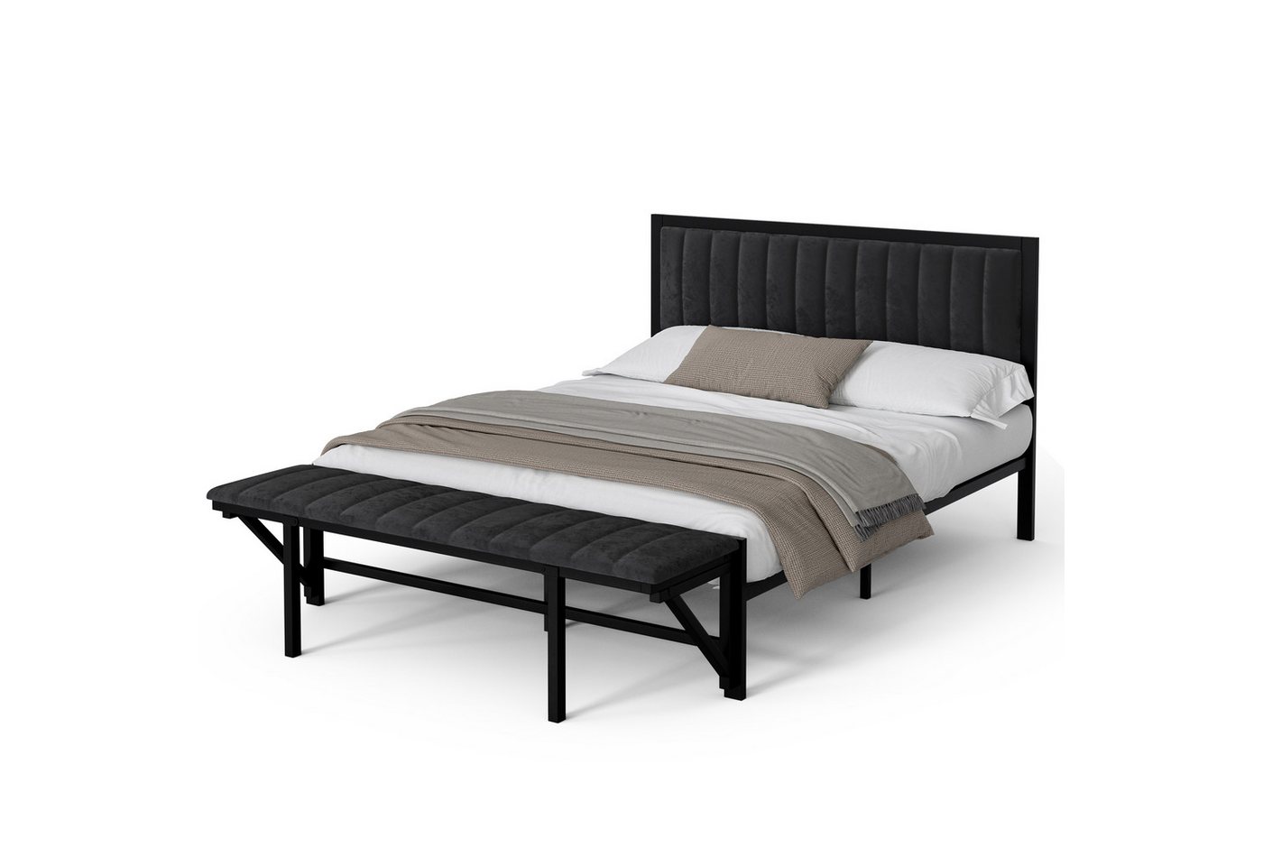 HAUSS SPOLE Polsterbett Bettgestell Metallbett mit klappbarer Endbank, Stauraum, Samt, Grau (mit klappbarem Endhocker, Stauraum, Eisenrahmen), für Jugendliche & Erwachsene,ohne Matratze HAUSS SPOLE Polsterbett Bettgestell Metallbett mit klappbarer Endbank, Stauraum, Samt, Grau (mit klappbarem Endhocker, Stauraum, Eisenrahmen), für Jugendliche & Erwachsene,ohne Matratze von HAUSS SPOLE