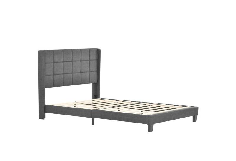 HAUSS SPOLE Polsterbett Doppelbett Holzbett Polsterbett Bettrahmen (Mit seinem gepolstertes Kopfteil Einzelbett mit Lattenrost, Ruhiges Design), Zeitloses Design von HAUSS SPOLE