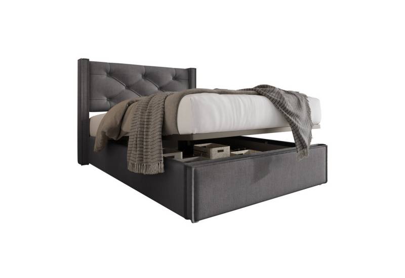 HAUSS SPOLE Polsterbett Hydraulisch Einzelbett Modernes Bettgestell, 90x200cm,Bett mit Lattenrost aus Metallrahmen von HAUSS SPOLE