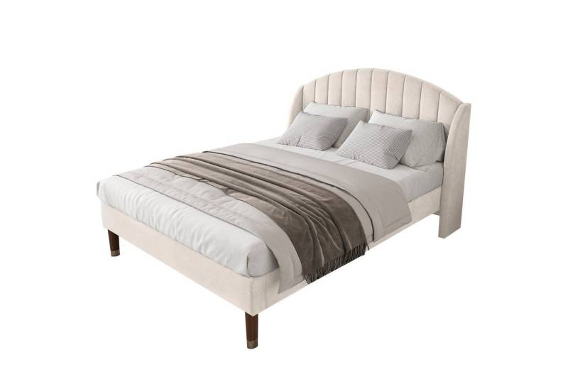 HAUSS SPOLE Polsterbett Polsterbett Doppelbett Funktionsbett Bettrahmen Jugendbett Kinderbett (160*200 mit Lattenrost und Kopfteil ohne Matratze), Holzlattenunterstützung von HAUSS SPOLE