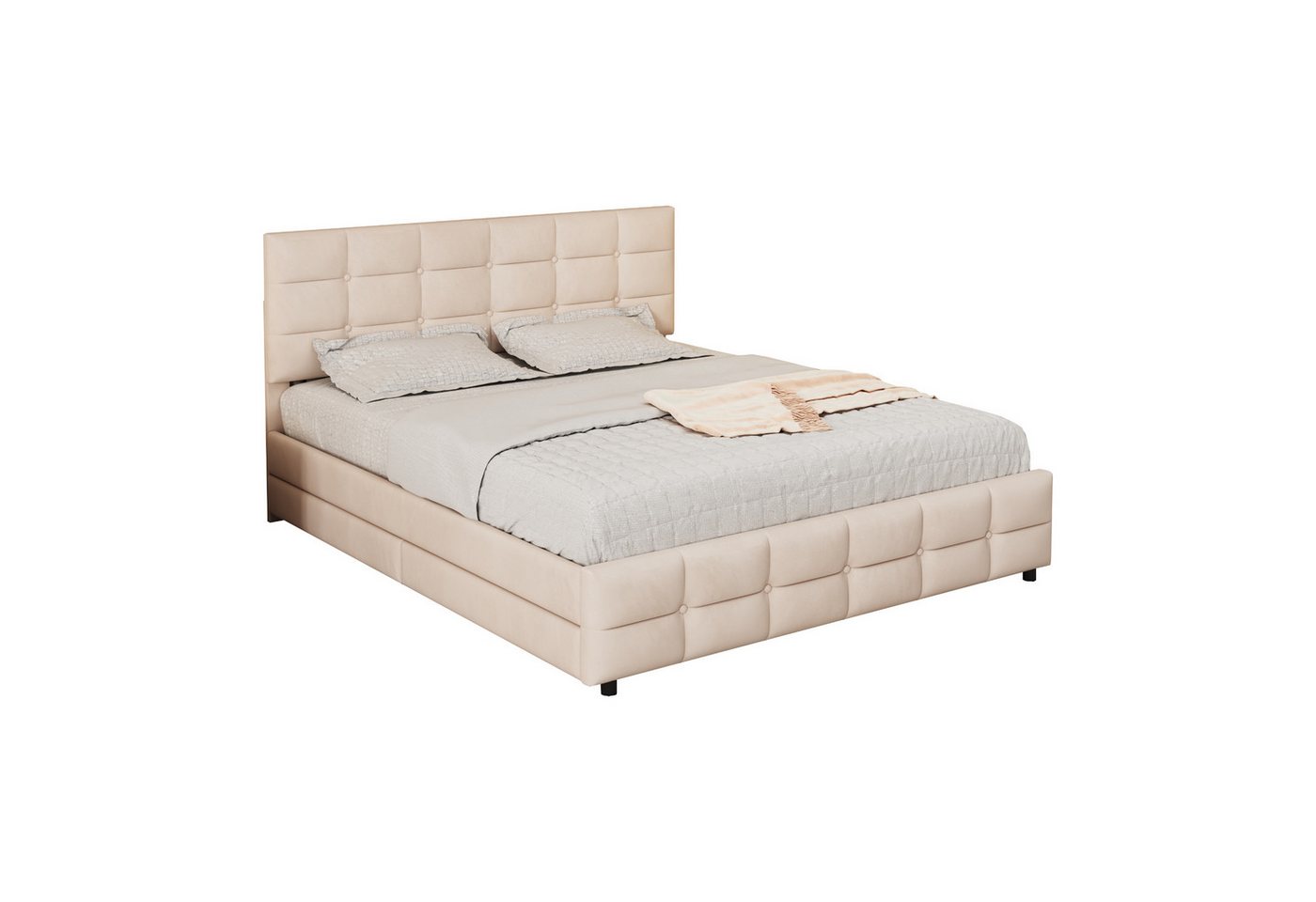HAUSS SPOLE Polsterbett Polsterbett Doppelbett Funktionsbett Bettrahmen mit Schubladen (180 x 200 cm, Lattenrost und Rückenlehne, Matratze nicht enthaltet), Ohne Matratze von HAUSS SPOLE