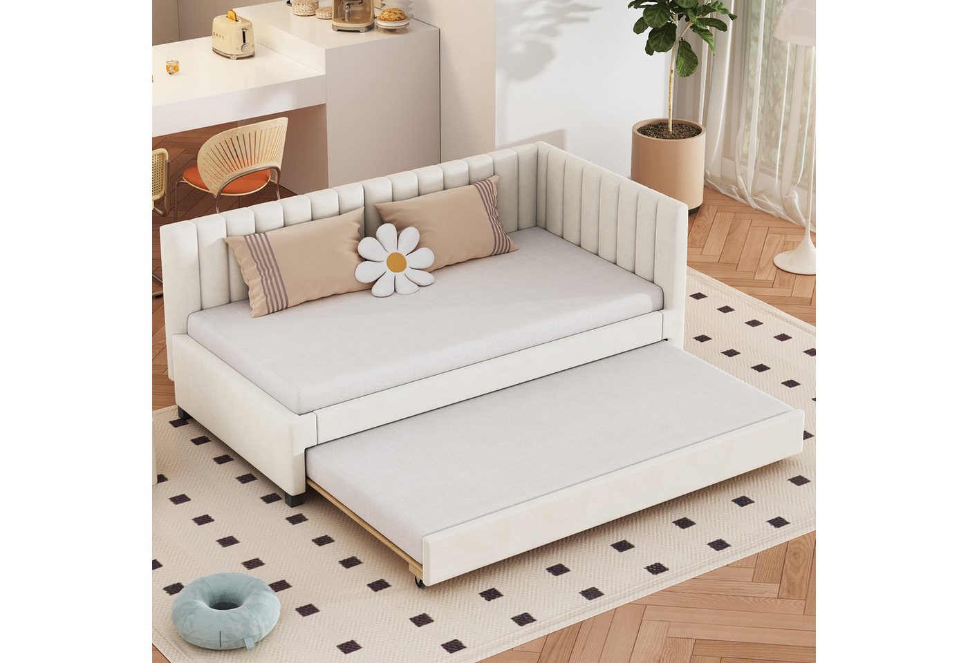 HAUSS SPOLE Schlafsofa 90x200cm mit ausziehbares Schlafsofa, Lattenrost, Samtstoff Beige, Ausziehbares Schlafsofa, Multifunktionsbett mit Lattenrost, ohne Matratze HAUSS SPOLE Schlafsofa 90x200cm mit ausziehbares Schlafsofa, Lattenrost, Samtstoff Beige, Ausziehbares Schlafsofa, Multifunktionsbett mit Lattenrost, ohne Matratze von HAUSS SPOLE