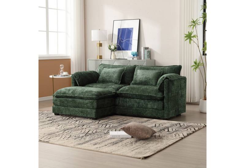HAUSS SPLOE Schlafsofa Ecksofa Polstersofa mit Fußstütze, seitlichen Ablagefächern und Kissen von HAUSS SPLOE