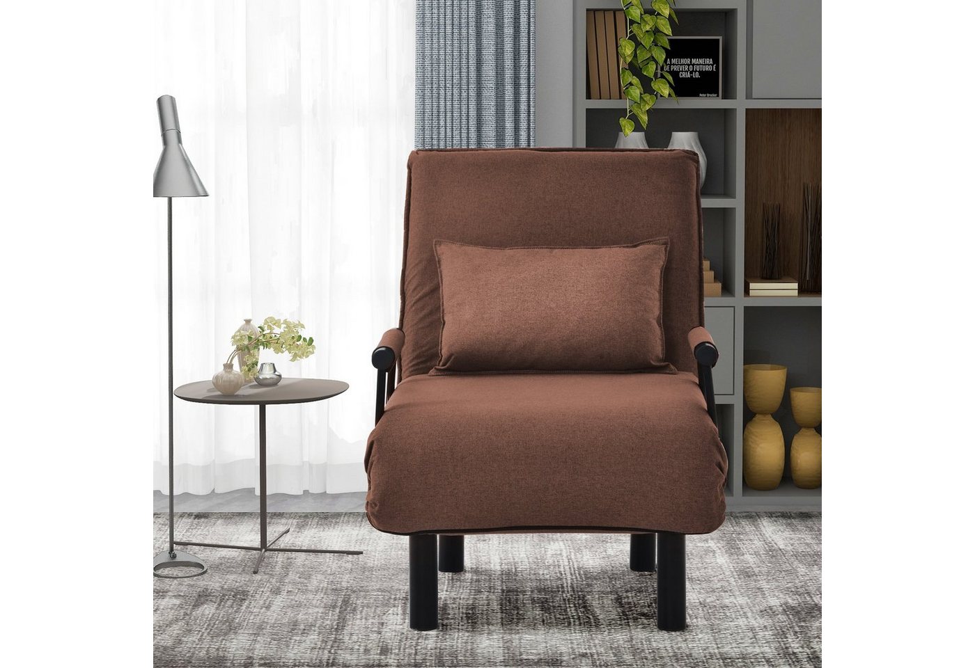 HAUSS SPLOE Schlafsofa Umwandelbarer Schlafsofa-Schlafsessel, klappbarer Sessel mit Kissen, mit Kissen, gepolsterter Sitz, Freizeit-Chaiselounge-Couch von HAUSS SPLOE