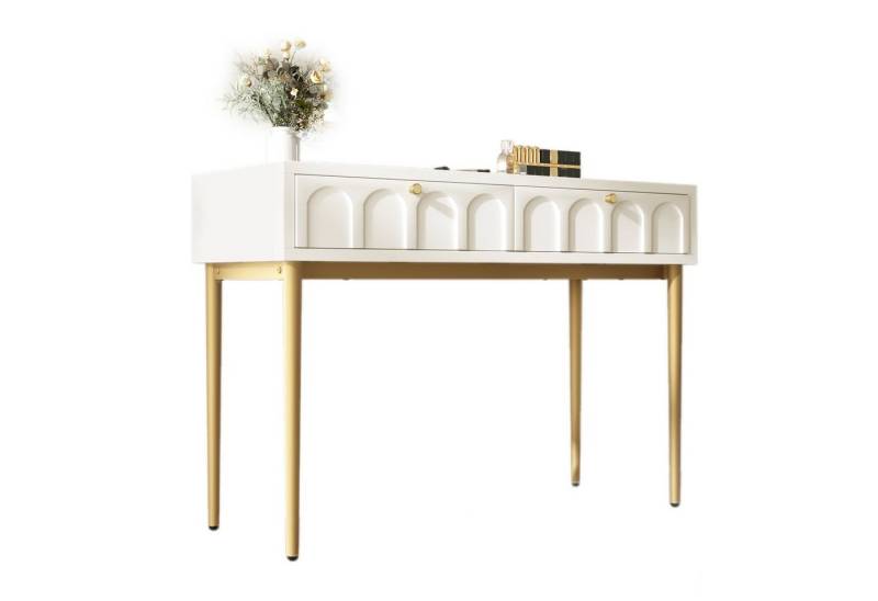 HAUSS SPOLE Sideboard 100x45x76.5cm Schminktisch mit 2 Schubladen für Schlafzimmer, Weiß von HAUSS SPOLE