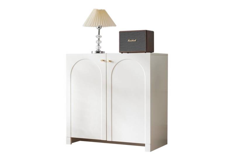 HAUSS SPOLE Sideboard Highboard Standschrank mit 2 Türen, Bogenmuster, goldenen Griffe von HAUSS SPOLE