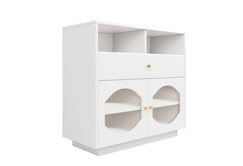 HAUSS SPLOE Sideboard Küchenschrank mit Glastüren, Schublade für Küche, Esszimmer, weiß von HAUSS SPLOE