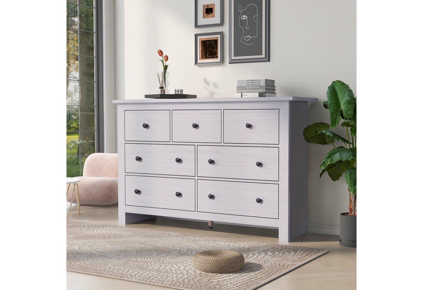 HAUSS SPLOE Sideboard Schubladenkommode, Sideboard Highboard Kommode, Standschrank Kommode mit 7 Schubladen von HAUSS SPLOE