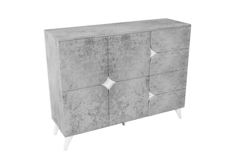 HAUSS SPLOE Sideboard mit Schubladen, Kommode mit spezieller Paneelform, Grau (1 St) von HAUSS SPLOE