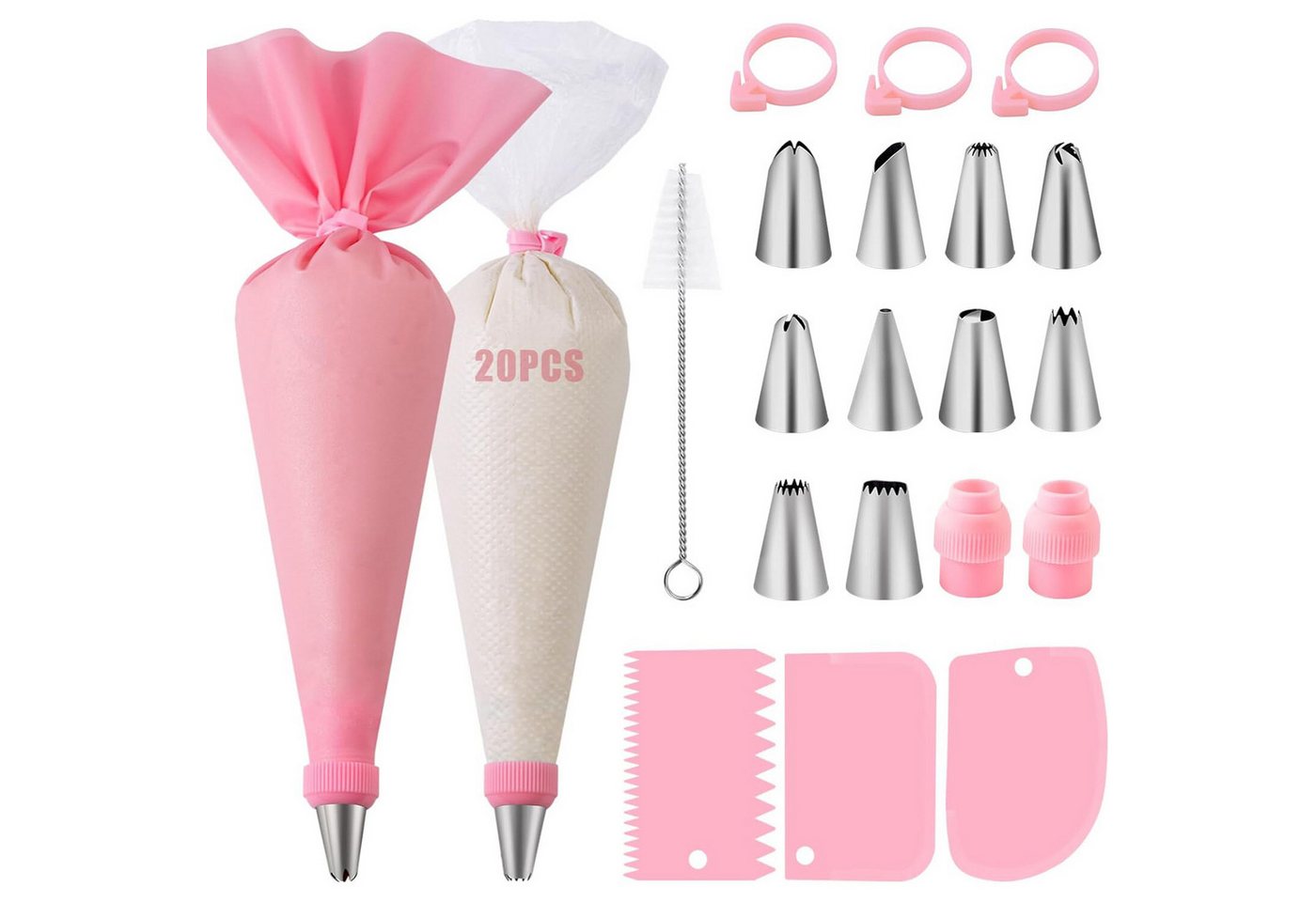 HAUSS SPLOE Spritzbeutel Spritzbeutel 40-teilige Set Tortendeko Backset Professionelles Backset (40-tlg., Torten Zubehör mit mit 10 verschiedenen Edelstahl Spritztüllen) für Cupcakes Torten Dekorieren Kuchen von HAUSS SPLOE