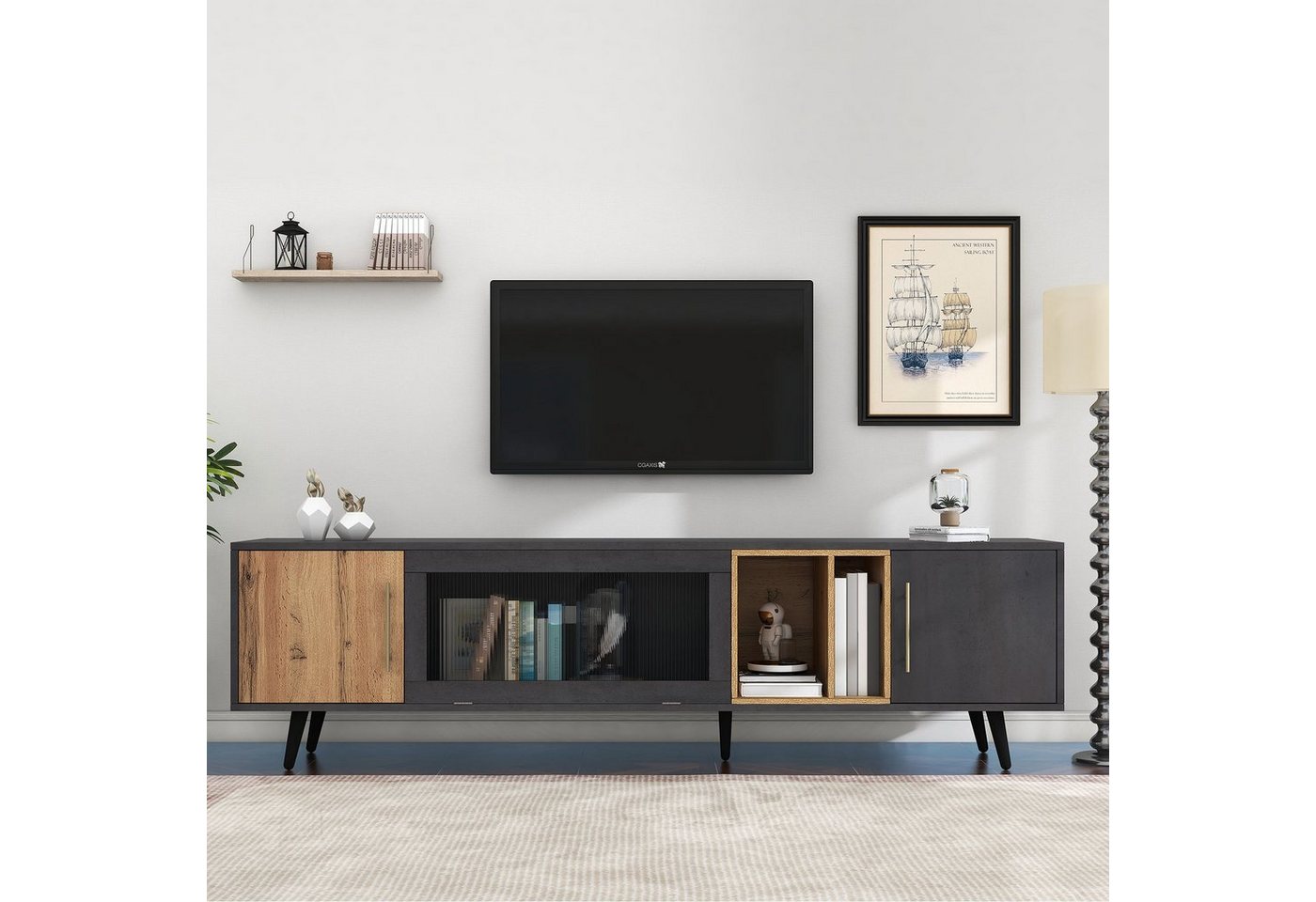 HAUSS SPLOE TV-Schrank TV-Lowboards TV Schrank Fernsehschrank TV-Tisch (für einen 90-Zoll-Fernseher geeignet) von HAUSS SPLOE