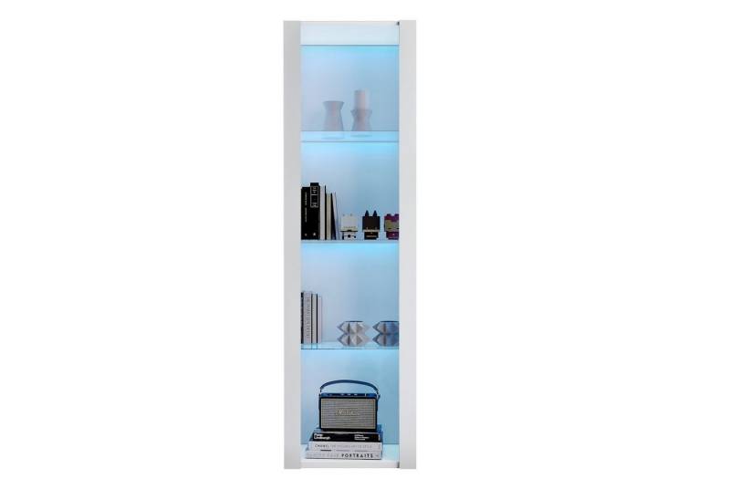 HAUSS SPOLE Vitrine Hochglanz-Hochschrank mit LED-Beleuchtung, 3 Glasfächer, Weiß (4 Fächern, 3 Glasfächer) Vtrine von HAUSS SPOLE