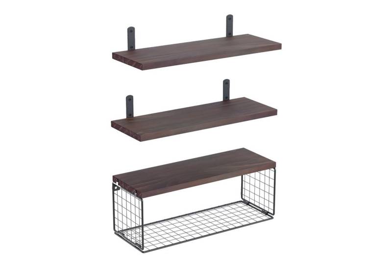 HAUSS SPOLE Wandregal Badezimmerregal Wandboard Schweberegal Küchenregal aus holz, 2-in-2, Wandboard Badezimmerregal Schweberegale Bücherregale Hängeregale, Massivholz Regale Küche Wohnzimmer Schlafzimmer Pflanzen CDs Deko usw von HAUSS SPOLE