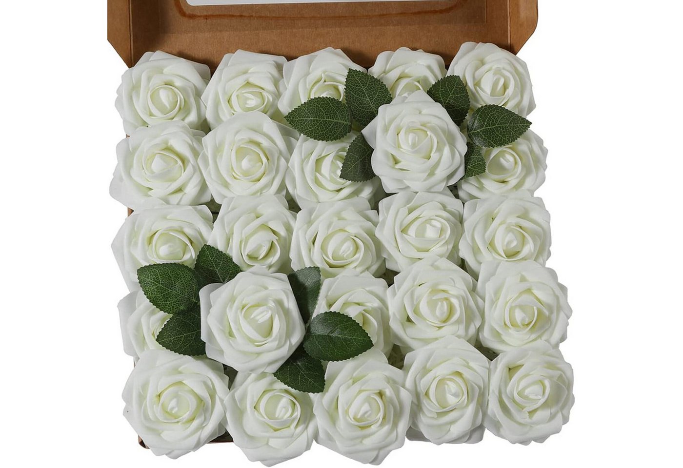 Kunstblume 25 künstliche Blumen aus Kunststoff Simulationsblumenkasten, HAUSS SPLOE, zur Hochzeitsdekoration, künstliche Blumen mit Stielen und Blättern von HAUSS SPLOE