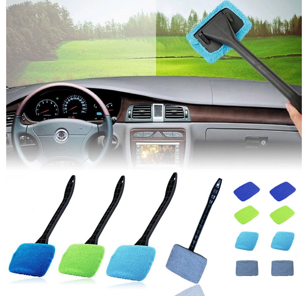 HAUSS SPOLE Autowaschbürste 4 Bürsten+8 Ersatztücher Auto Autobürste Waschbürste-Set mit Stiel, Inklusive 8 Waschbaren und Wiederverwendbaren Mikrofaserpads, (Auto Scheibenreiniger Innen, 4-tlg., für Innen und Außenfenster von Windschutzscheiben), für LKWs SUVs Wohnmobilen Bussen Motorrädern oder Wohnwagen usw. HAUSS SPOLE Autowaschbürste 4 Bürsten+8 Ersatztücher Auto Autobürste Waschbürste-Set mit Stiel, Inklusive 8 Waschbaren und Wiederverwendbaren Mikrofaserpads, (Auto Scheibenreiniger Innen, 4-tlg., für Innen und Außenfenster von Windschutzscheiben), für LKWs SUVs Wohnmobilen Bussen Motorrädern oder Wohnwagen usw. von HAUSS SPOLE