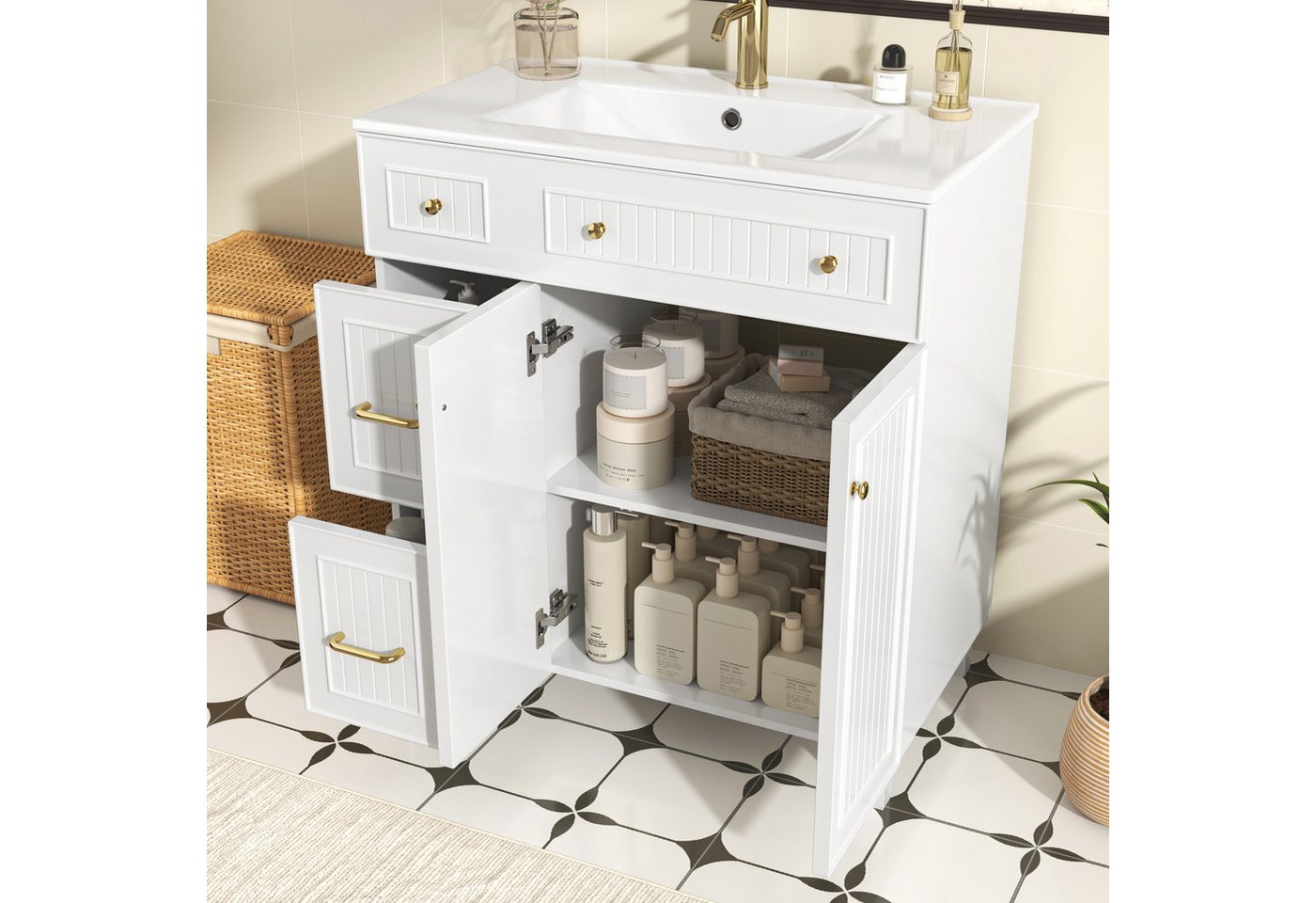 HAUSS SPOLE Badkommode Badezimmer Unterschrank Badschrank mit Waschbecken Waschbeckenschrank HAUSS SPOLE Badkommode Badezimmer Unterschrank Badschrank mit Waschbecken Waschbeckenschrank von HAUSS SPOLE
