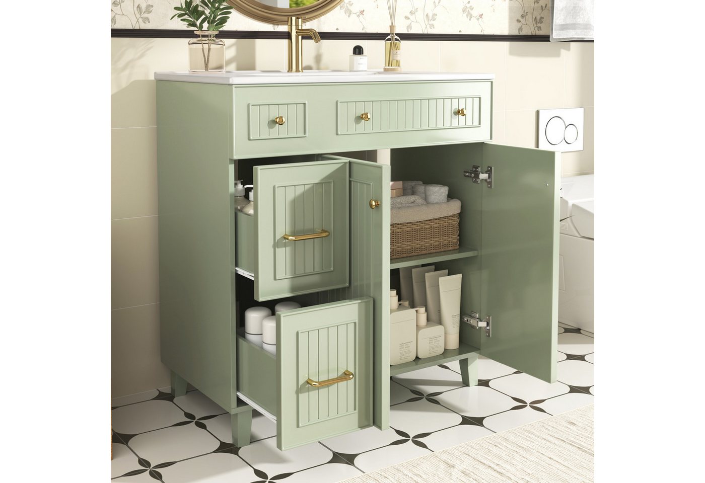 HAUSS SPOLE Badkommode Badezimmer Unterschrank Badschrank mit Waschbecken Waschbeckenschrank HAUSS SPOLE Badkommode Badezimmer Unterschrank Badschrank mit Waschbecken Waschbeckenschrank von HAUSS SPOLE