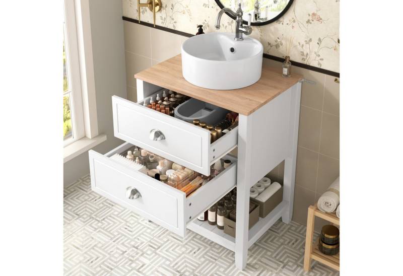 HAUSS SPOLE Badkommode Badezimmer Unterschrank mit Keramik Rundbecken Waschbeckenschrank von HAUSS SPOLE