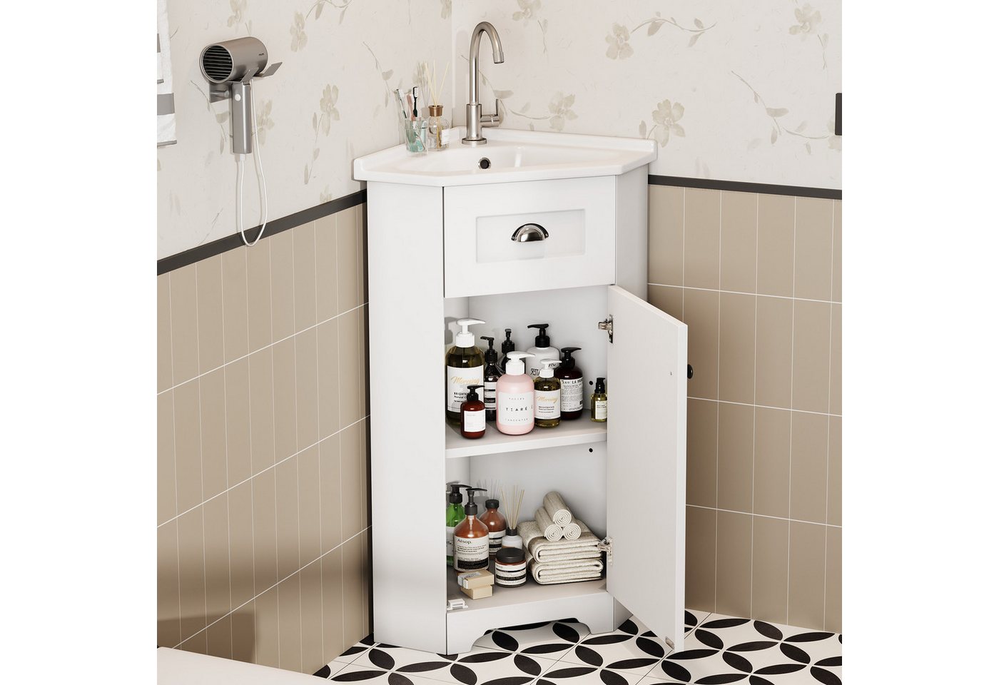 HAUSS SPOLE Badmöbel-Set mit Keramik Waschbecken Waschtisch platzsparend Standmodell HAUSS SPOLE Badmöbel-Set mit Keramik Waschbecken Waschtisch platzsparend Standmodell von HAUSS SPOLE