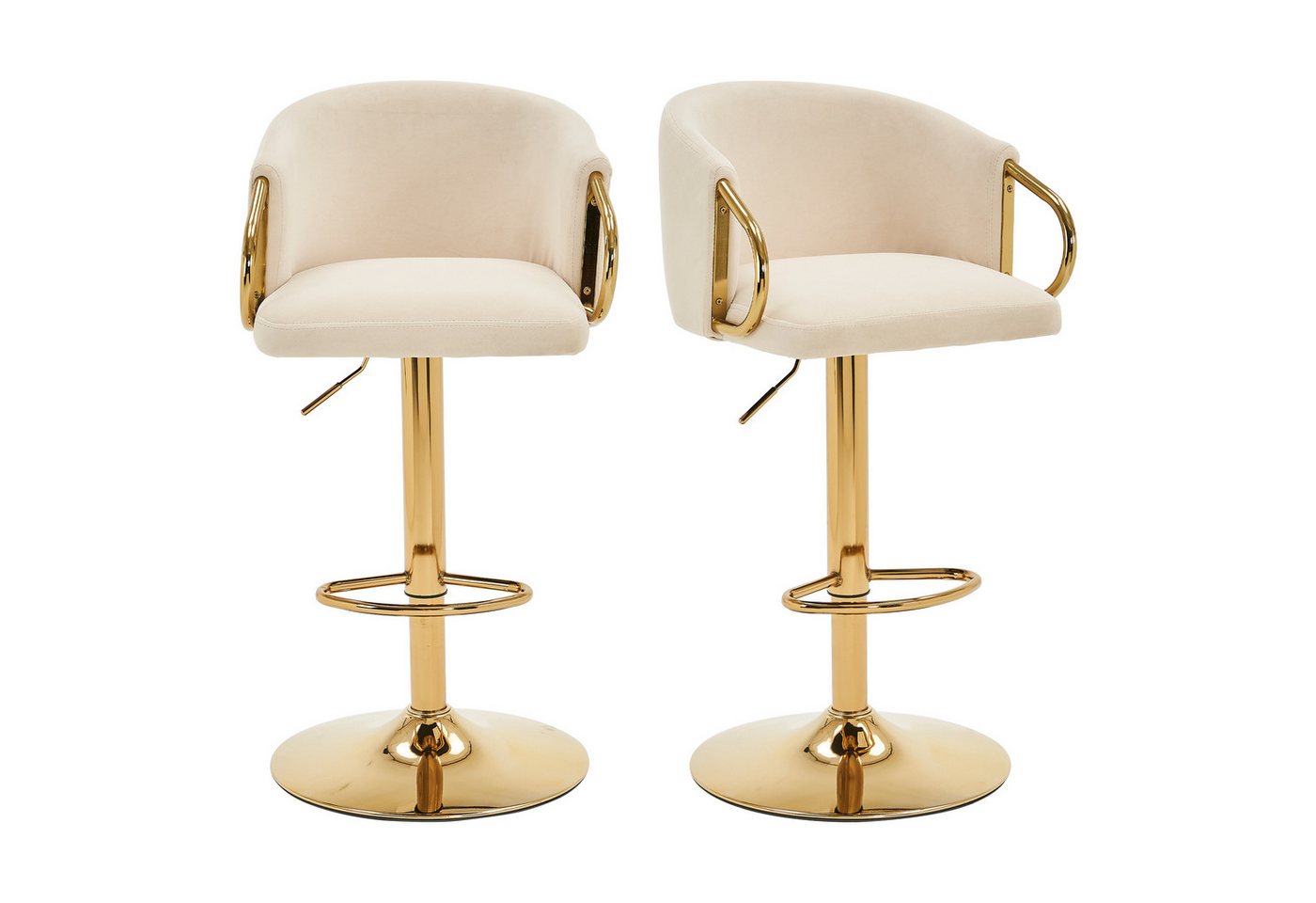HAUSS SPOLE Barhocker 2er-Set höhenverstellbar aus Samt Barstuhl mit rundem Gestell Beige HAUSS SPOLE Barhocker 2er-Set höhenverstellbar aus Samt Barstuhl mit rundem Gestell Beige von HAUSS SPOLE