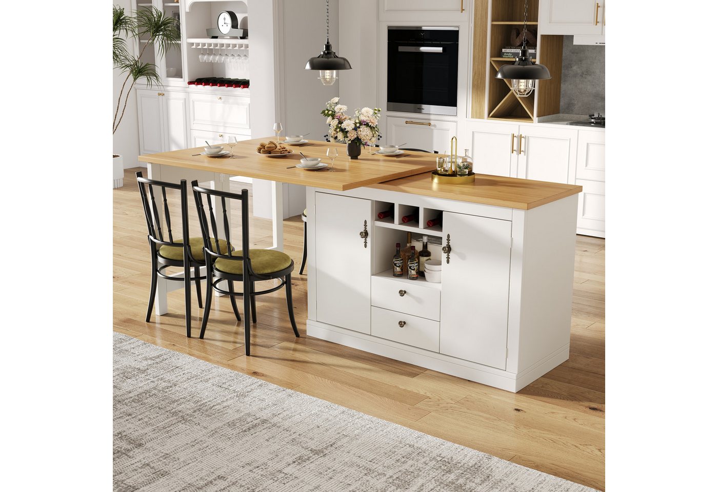 HAUSS SPOLE Bartisch mit Weinregal&LED,Küchenschrank Sideboard Ausziehbar mit Drehfunktion (Moderner Bartisch ausziehbar 120–180 cm mit 360° Drehfunktion & Stauraum, Sideboard-Esstisch, 1-St., 120-180 cm) HAUSS SPOLE Bartisch mit Weinregal&LED,Küchenschrank Sideboard Ausziehbar mit Drehfunktion (Moderner Bartisch ausziehbar 120–180 cm mit 360° Drehfunktion & Stauraum, Sideboard-Esstisch, 1-St., 120-180 cm) von HAUSS SPOLE