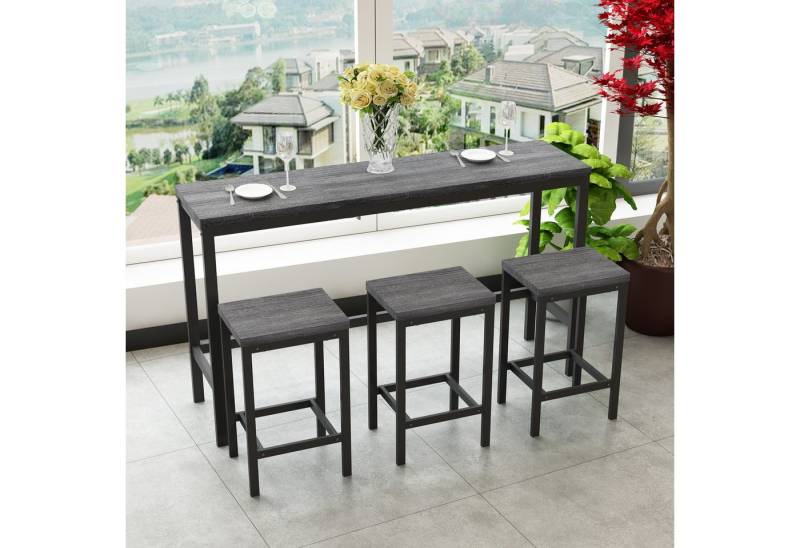 HAUSS SPOLE Bartisch mit stühlen 3 set,küche Stehtisch aus Metallrahmen,Natur von HAUSS SPOLE