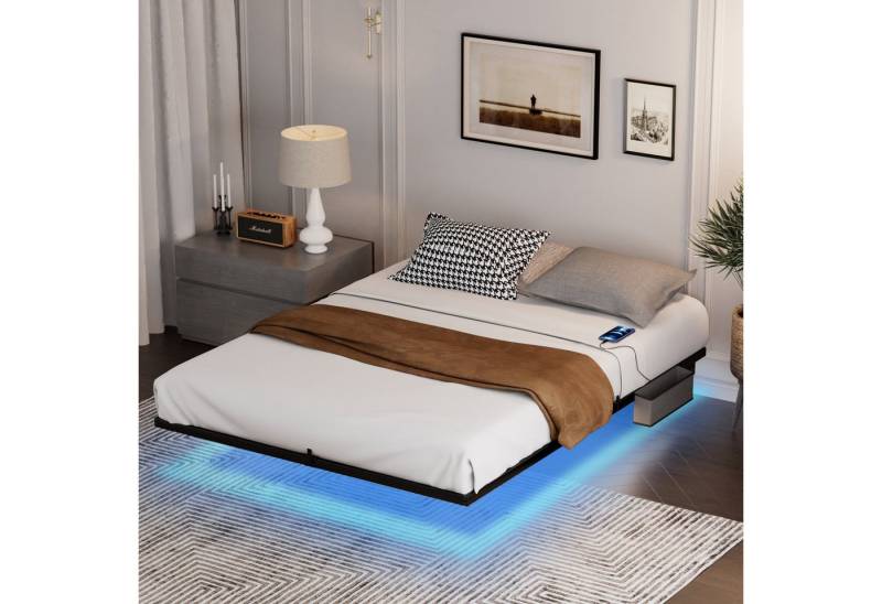 HAUSS SPOLE Bettgestell 160x200 schwebendes Metallbett mit LED-Beleuchtung Jugendbett von HAUSS SPOLE