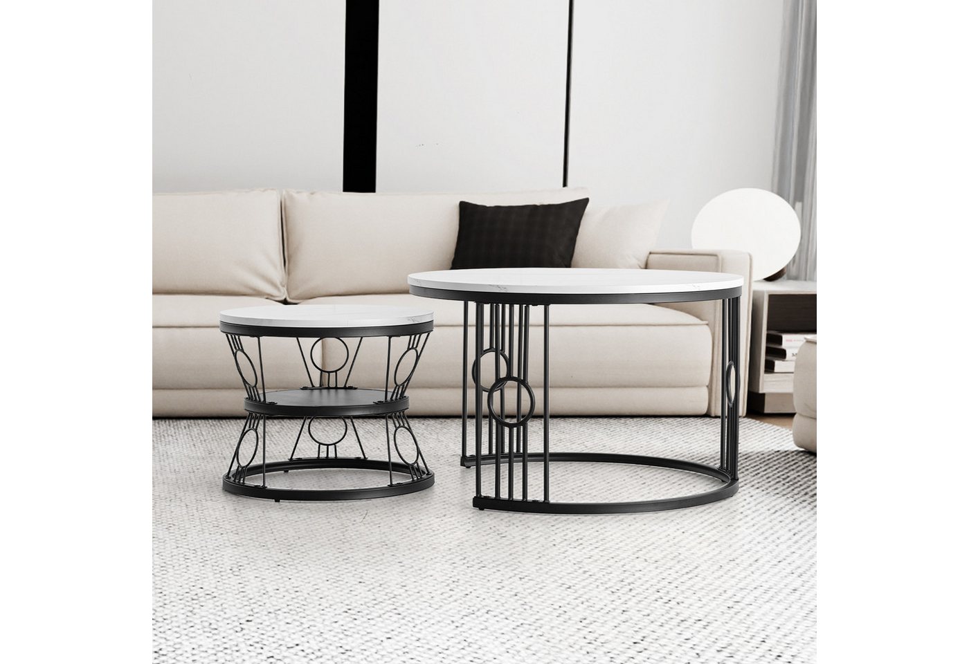 HAUSS SPOLE Couchtisch 2er-Satztisch Beistelltisch stapelbarer Sofatisch mit Stabiler Rahmen (2-St) von HAUSS SPOLE