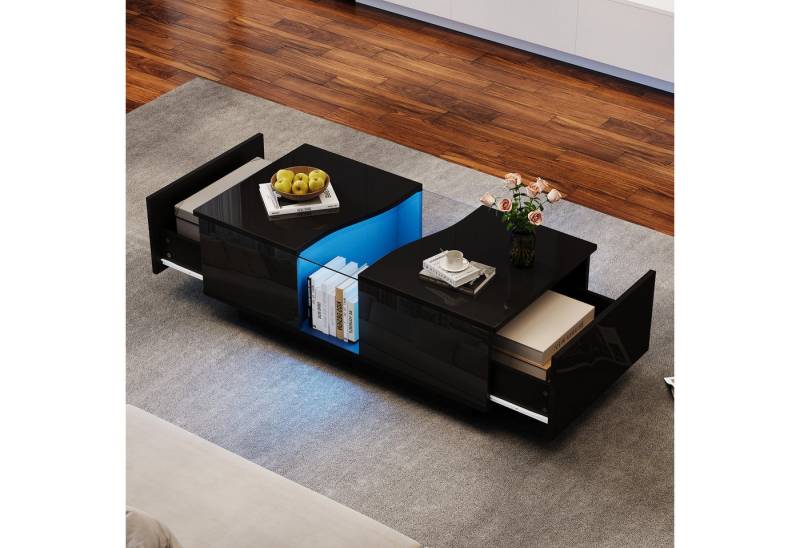 HAUSS SPOLE Couchtisch Hochglanz-Couchtisch mit 2 Schubladen, LED-Licht und Acrylplatte HAUSS SPOLE Couchtisch Hochglanz-Couchtisch mit 2 Schubladen, LED-Licht und Acrylplatte von HAUSS SPOLE