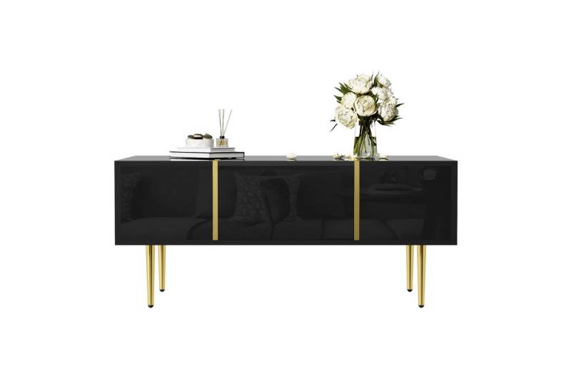 HAUSS SPOLE Couchtisch Moderner Couchtisch in Schwarz mit Hochglanz und 2 Schubladen (Wohnzimmertisch, Beistelltisch, 1-St., 2 Schubladen), mit Hochglanz-Design, Stauraum, 100*60 B*41.5cm von HAUSS SPOLE