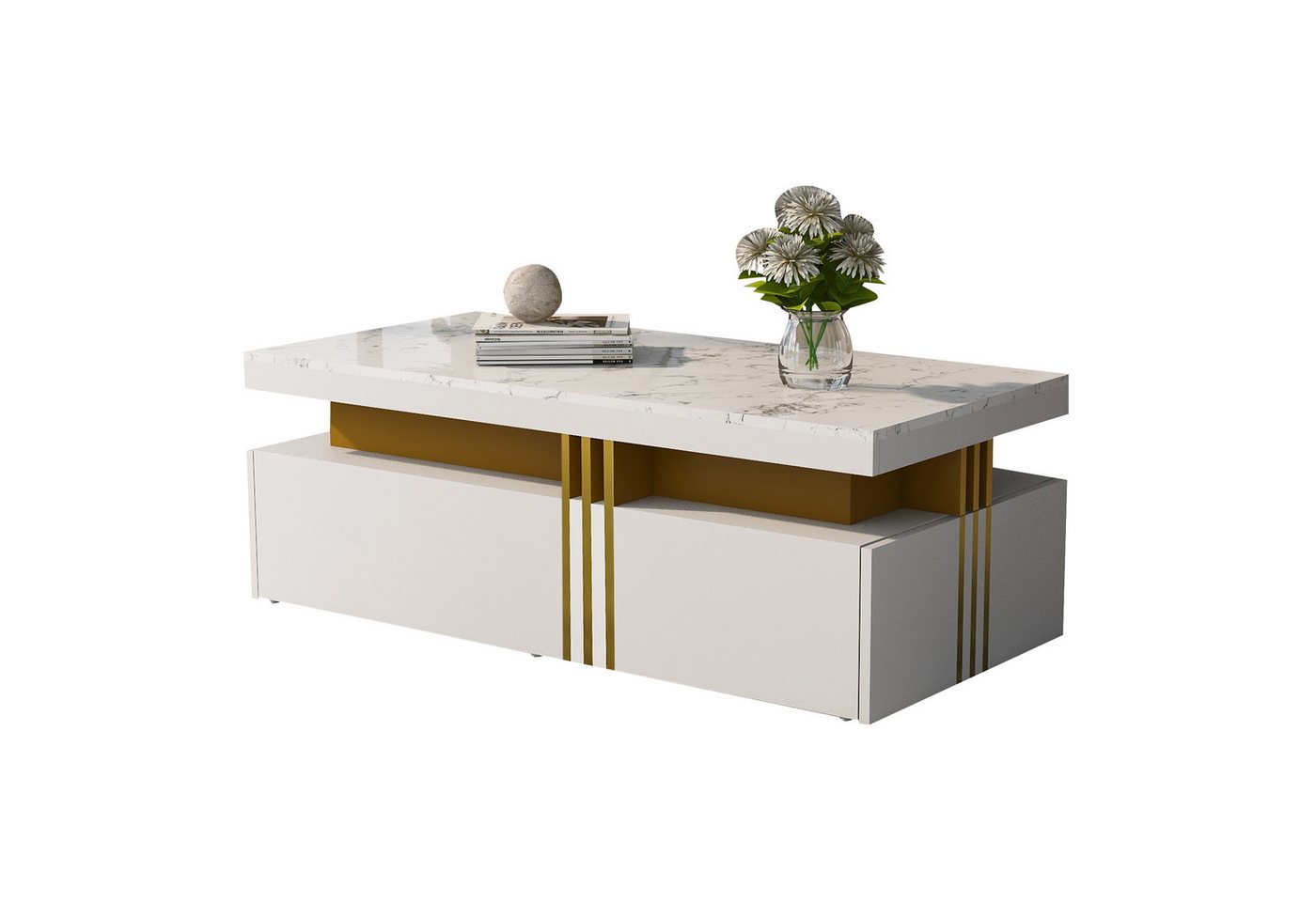 HAUSS SPOLE Couchtisch mit Hochglanzplatte mit 2 Holzschubladen, für Wohnzimmer, Weiß, mit Spanplatte-Musterplatte und 2 Holzschubladen HAUSS SPOLE Couchtisch mit Hochglanzplatte mit 2 Holzschubladen, für Wohnzimmer, Weiß, mit Spanplatte-Musterplatte und 2 Holzschubladen von HAUSS SPOLE