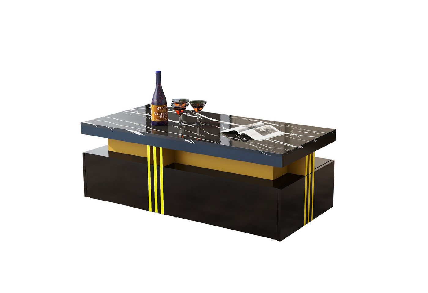 HAUSS SPOLE Couchtisch mit Hochglanzplatte mit 2 Holzschubladen, für Wohnzimmer, schwarz, mit Spanplatte-Musterplatte und 2 Holzschubladen HAUSS SPOLE Couchtisch mit Hochglanzplatte mit 2 Holzschubladen, für Wohnzimmer, schwarz, mit Spanplatte-Musterplatte und 2 Holzschubladen von HAUSS SPOLE