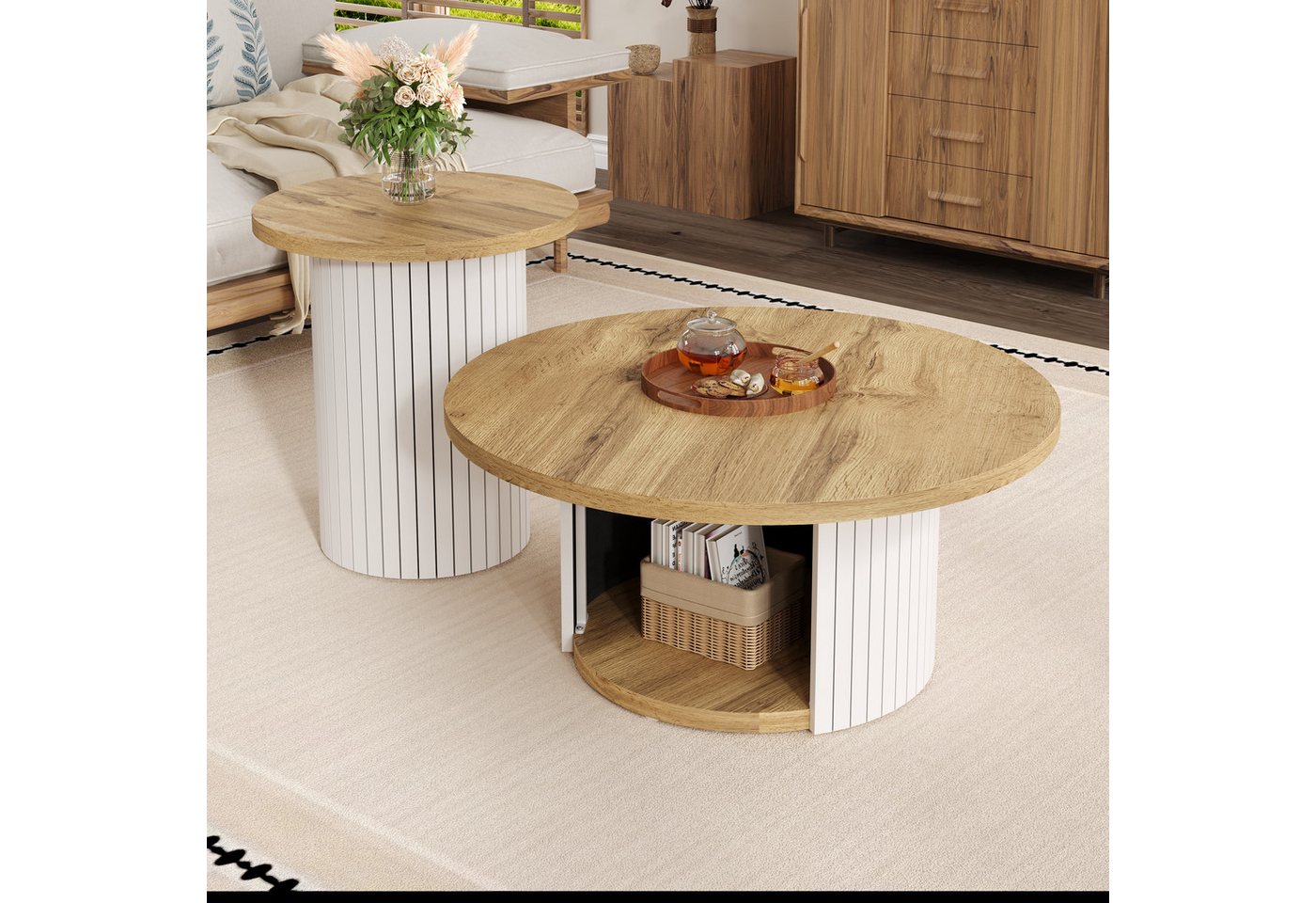 HAUSS SPOLE Couchtisch rund Wohnzimmertisch Multifunktionaler Beistelltisch mit Stauraum HAUSS SPOLE Couchtisch rund Wohnzimmertisch Multifunktionaler Beistelltisch mit Stauraum von HAUSS SPOLE