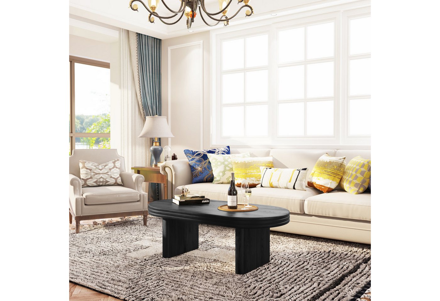 HAUSS SPOLE Couchtisch schwarz Moderner Retro-Wohnzimmertisch Sofatisch, mit Rillenstruktur, Rustikaler Holztisch HAUSS SPOLE Couchtisch schwarz Moderner Retro-Wohnzimmertisch Sofatisch, mit Rillenstruktur, Rustikaler Holztisch von HAUSS SPOLE