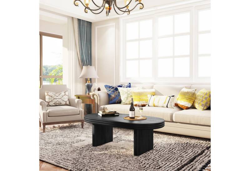 HAUSS SPOLE Couchtisch schwarz Moderner Retro-Wohnzimmertisch Sofatisch, mit Rillenstruktur, Rustikaler Holztisch HAUSS SPOLE Couchtisch schwarz Moderner Retro-Wohnzimmertisch Sofatisch, mit Rillenstruktur, Rustikaler Holztisch von HAUSS SPOLE