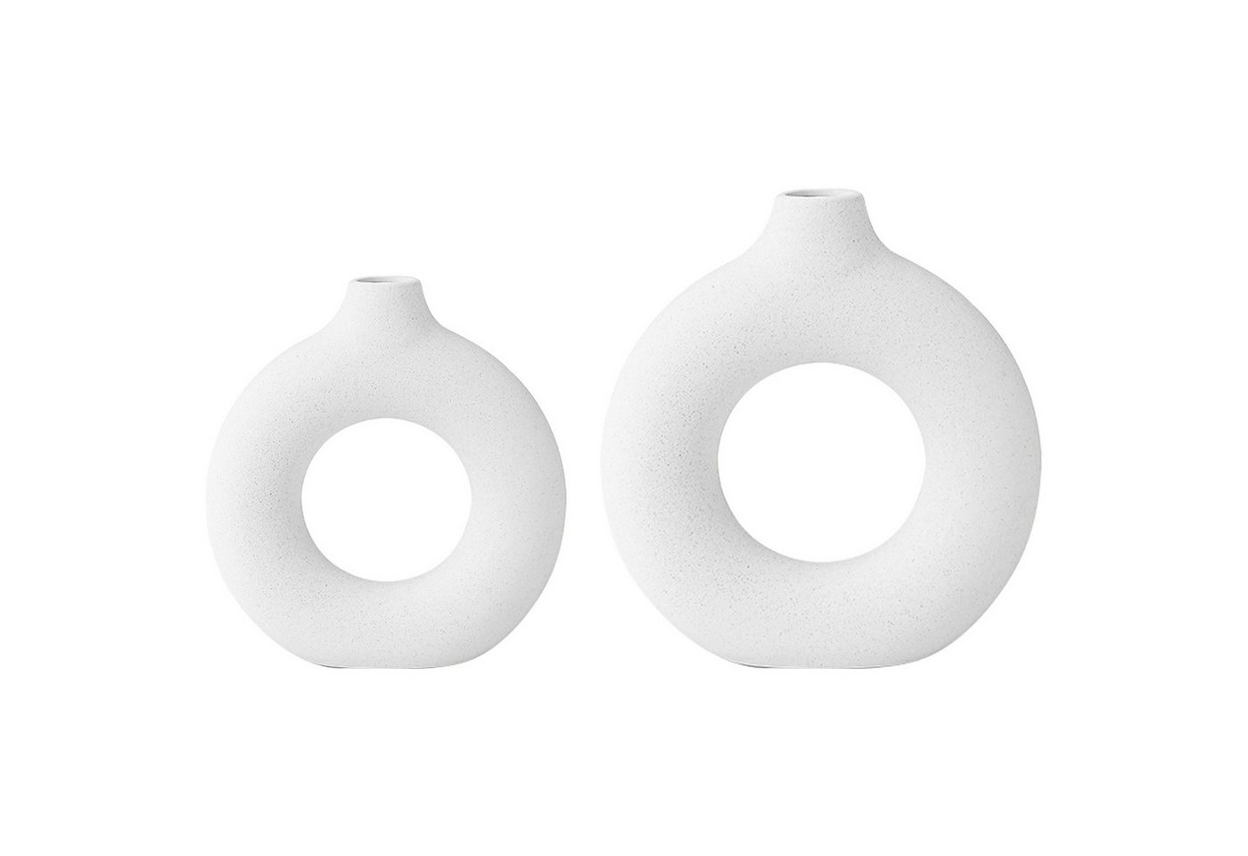 HAUSS SPOLE Dekovase Vase Blumenvase Blumentopf Donut-Form Gefäß (21.5x23 cm + 18x19 cm, 2 St., Keramikvasen modern Zimmer Decor Boho Deko Wohnungsdeko Tischdecko), für Dekoration von Wohnzimmer Schlafzimmer Esstisch Geschenk usw von HAUSS SPOLE