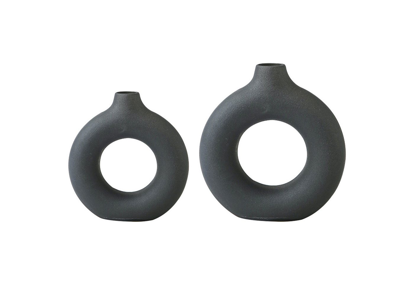 HAUSS SPOLE Dekovase Vase Blumenvase Blumentopf Donut-Form Gefäß (21.5x23 cm + 18x19 cm, 2 St., Keramikvasen modern Zimmer Decor Boho Deko Wohnungsdeko Tischdecko), für Dekoration von Wohnzimmer Schlafzimmer Esstisch Geschenk usw von HAUSS SPOLE