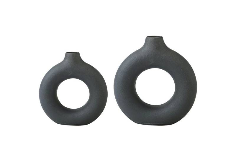 HAUSS SPOLE Dekovase Vase Blumenvase Blumentopf Donut-Form Gefäß (21.5x23 cm + 18x19 cm, 2 St., Keramikvasen modern Zimmer Decor Boho Deko Wohnungsdeko Tischdecko), für Dekoration von Wohnzimmer Schlafzimmer Esstisch Geschenk usw von HAUSS SPOLE