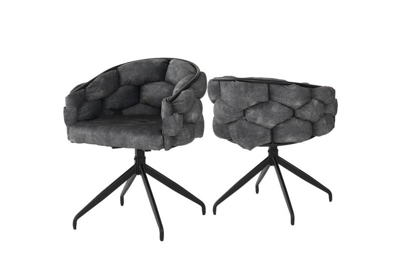 HAUSS SPOLE Drehstuhl 2er Drehstuhl 360° drehbar, mit Rückenlehne, Ergonomischer Stuhl, Grau (Polsterstuhl, Wohnzimmerstuhl, Küchenstuhl, 2 St), Ergonomischer Stuhl, Bubble Stühle von HAUSS SPOLE