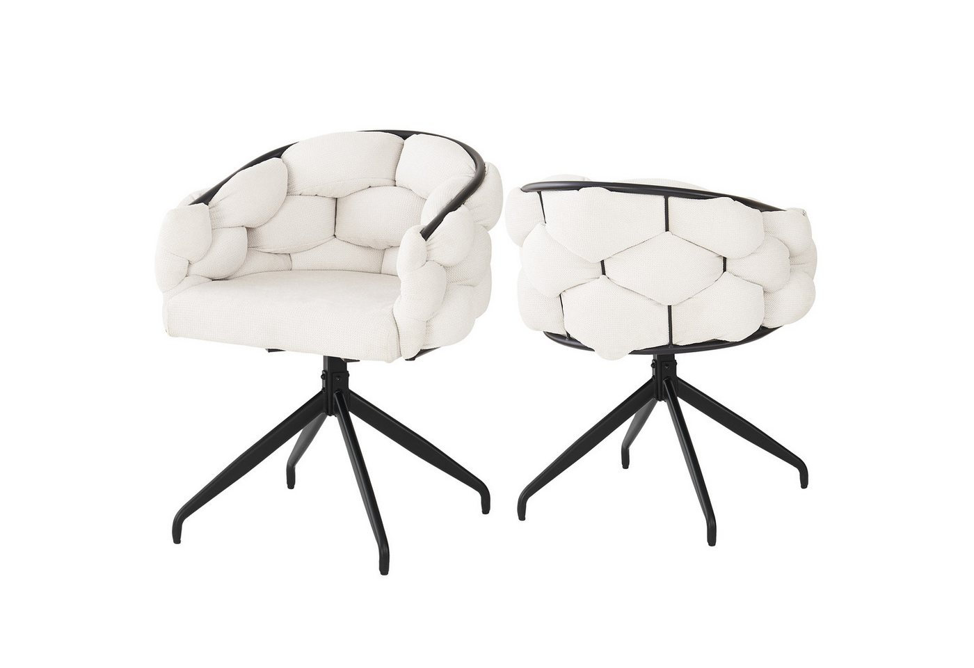 HAUSS SPOLE Drehstuhl 2er Drehstuhl 360° drehbar, mit Rückenlehne, Ergonomischer Stuhl Beige (Polsterstuhl, Wohnzimmerstuhl, Küchenstuhl, 2 St), Ergonomischer Stuhl, Bubble Stühle von HAUSS SPOLE