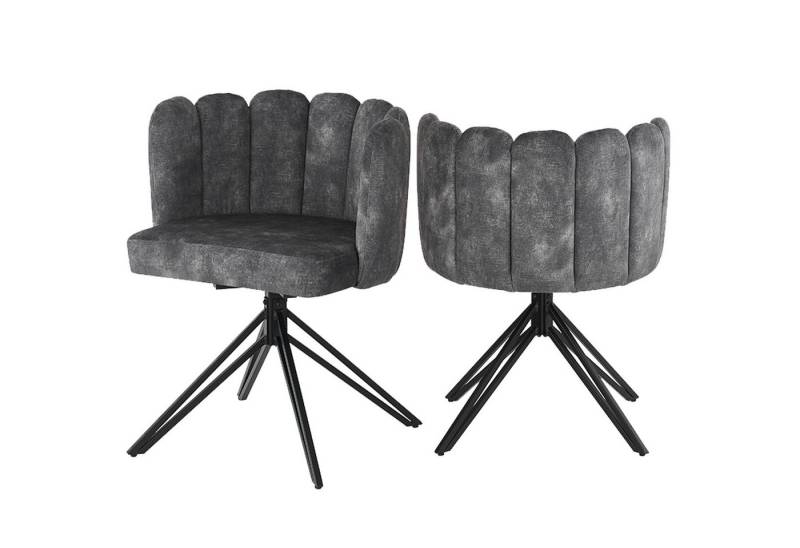 HAUSS SPOLE Drehstuhl 2er Ergonomischer Drehstuhl 360° drehbar, mit Petal-Rückenlehne, Grau (Polsterstuhl, Wohnzimmerstuhl, Küchenstuhl, 2 St), mit Petal-Rückenlehne von HAUSS SPOLE