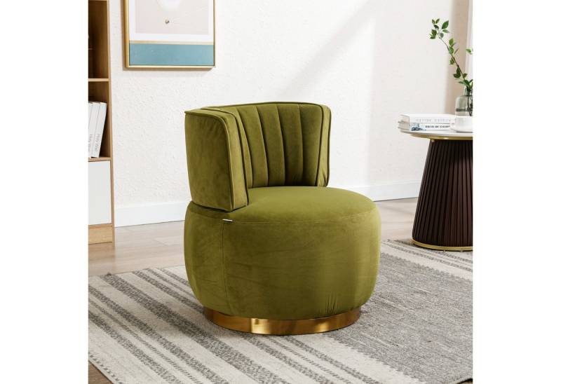 HAUSS SPOLE Drehstuhl 360°Polsterstuhl Relaxsessel Samt-Bürostuhl, dicht Schaumstoff, Olivgrün (Moderner 360-Grad-Drehstuhl aus Teddy-Samt – Komfortable Rückenlehne, stabile Struktur,Tragfähigkeit 150 kg., 1 St) von HAUSS SPOLE